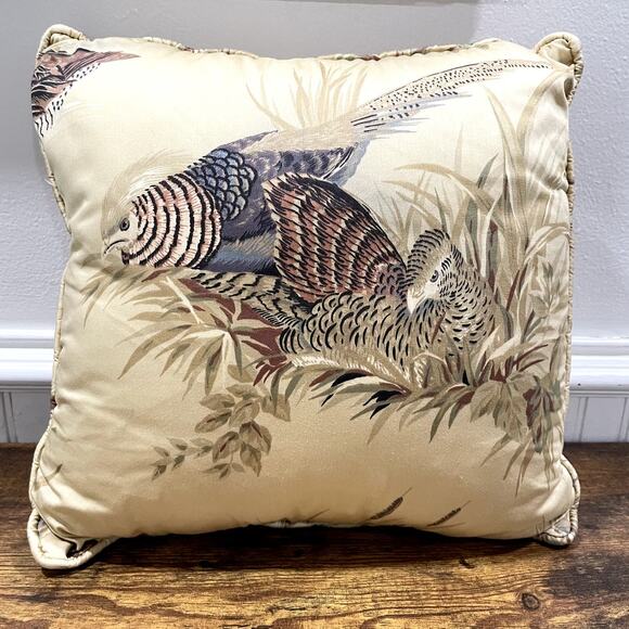 Pheasant Wild Bird Throw Pillow Vintage 16 x 16 Square Wildlife Hunting Cabin - Picture 2 of 10